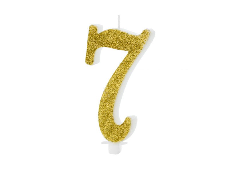 Kaars 7 Jaar Goud 10cm van Partydeco koop je bij Partywinkel
