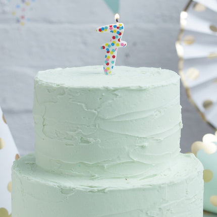 Kaars 7 Jaar Stippen 9cm van Ginger Ray koop je bij Partywinkel