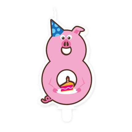 Kaars 8 Jaar Varken van Paper Dreams koop je bij Partywinkel