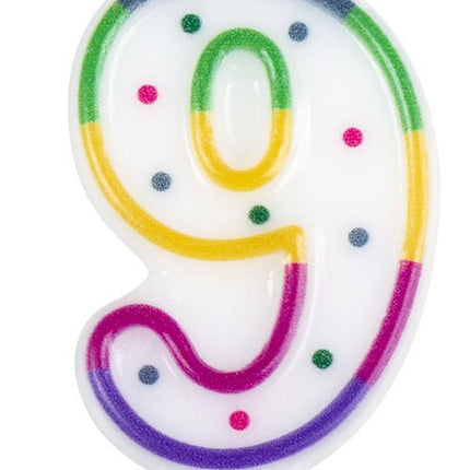 Kaars 9 Jaar 8cm van Boland koop je bij Partywinkel