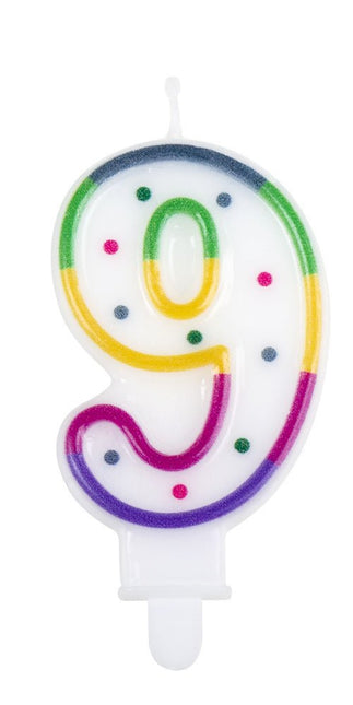 Kaars 9 Jaar 8cm van Boland koop je bij Partywinkel