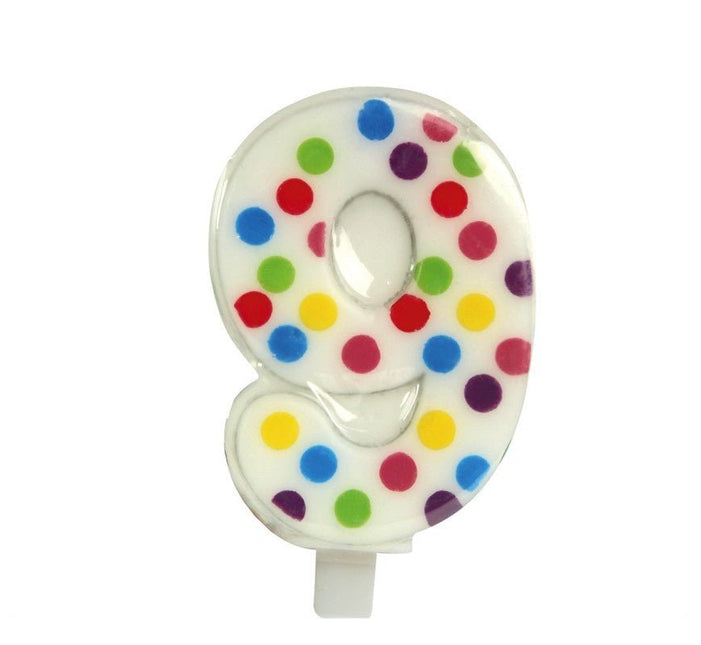 Kaars 9 Jaar Confetti 6,5cm van Fiestas Guirca koop je bij Partywinkel