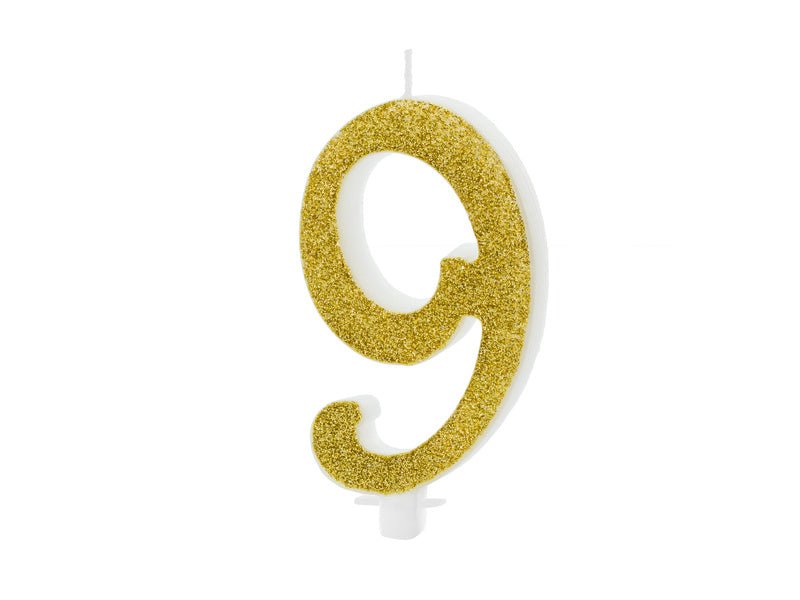 Kaars 9 Jaar Goud 10cm van Partydeco koop je bij Partywinkel