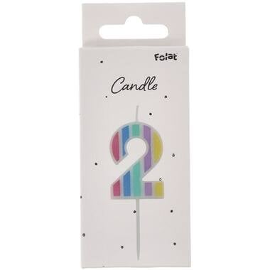 Kaars Pastel Cijfer 2 Meerkleurig van Folat koop je bij Partywinkel