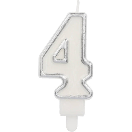 Kaars Simply Chique Silver Cijfer 4 van Folat koop je bij Partywinkel