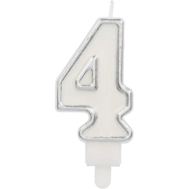Kaars Simply Chique Silver Cijfer 4 van Folat koop je bij Partywinkel