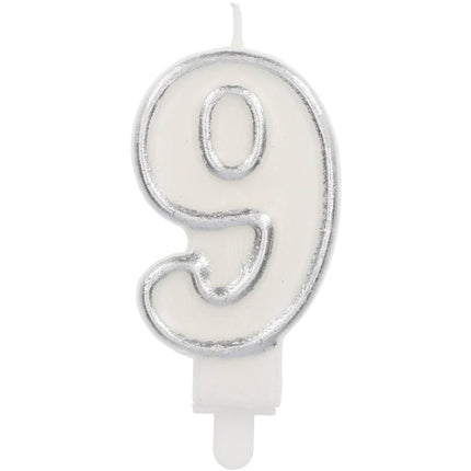 Kaars Simply Chique Silver Cijfer 9 van Folat koop je bij Partywinkel