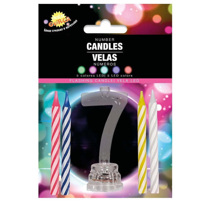 Kaarsenhouder 7 Jaar Led 13cm van Fiestas Guirca koop je bij Partywinkel