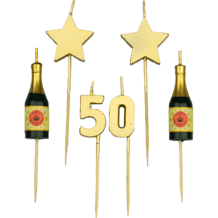 Kaarsjes 50 Jaar Champagne 17,5cm van Paper Dreams koop je bij Partywinkel