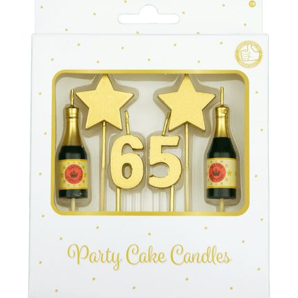 Kaarsjes 65 Jaar Champagne 17,5cm van Paper Dreams koop je bij Partywinkel