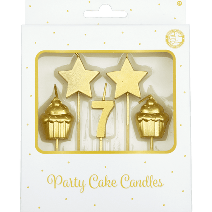 Kaarsjes 7 Jaar Cupcake Goud 17,5cm van Paper Dreams koop je bij Partywinkel