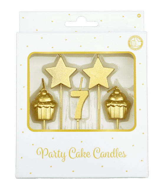 Kaarsjes 7 Jaar Cupcake Goud 17,5cm van Paper Dreams koop je bij Partywinkel