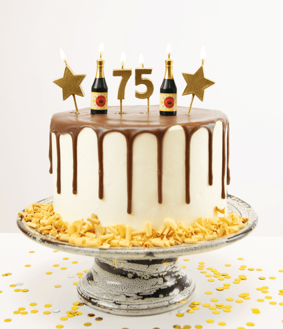 Kaarsjes 75 Jaar Champagne 17,5cm van Paper Dreams koop je bij Partywinkel