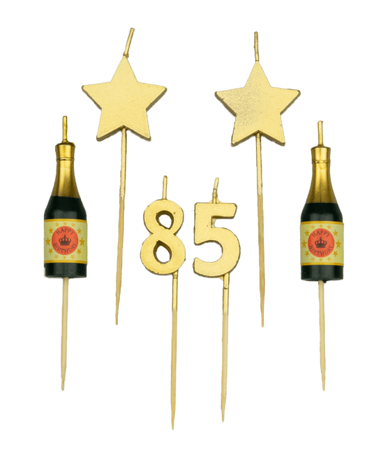 Kaarsjes 85 Jaar Champagne 17,5cm van Paper Dreams koop je bij Partywinkel
