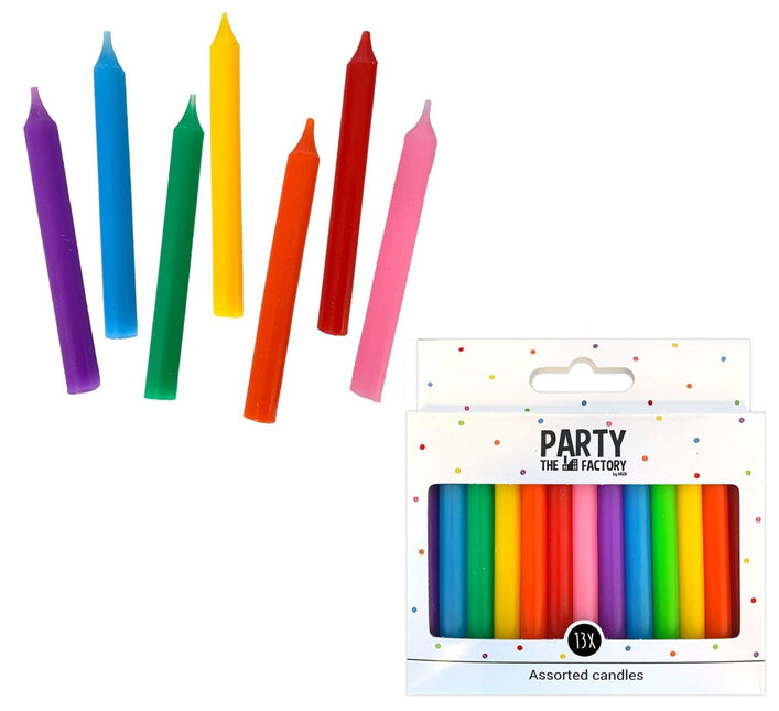 Kaarsjes Gekleurd 8cm 13st van Haza Witbaard koop je bij Partywinkel