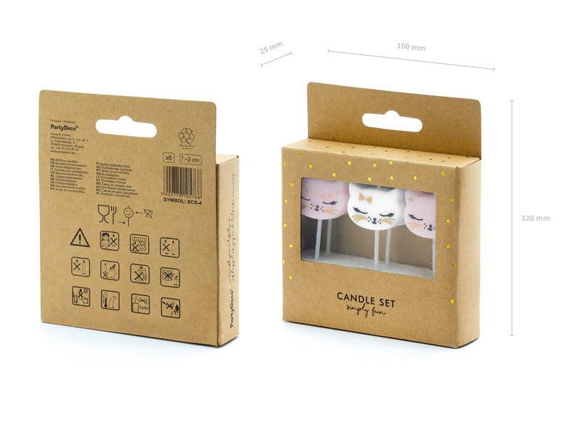 Kaarsjes Kat 2cm 6st van Partydeco koop je bij Partywinkel