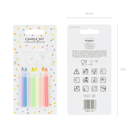 Kaarsjes Meerkleurig 6st van Partydeco koop je bij Partywinkel
