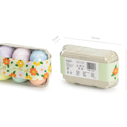 Kaarsjes Paaseieren 7cm 6st van Partydeco koop je bij Partywinkel