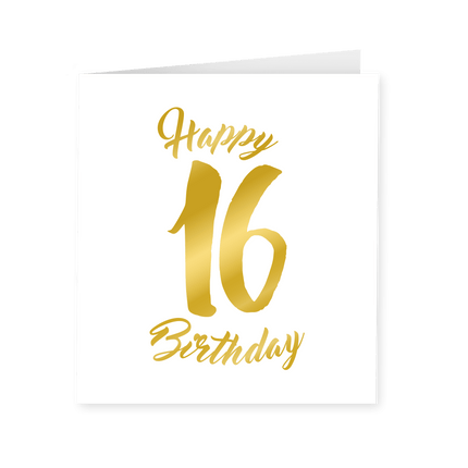 Kaart 16 Jaar Goud Wit 15cm van Paper Dreams koop je bij Partywinkel