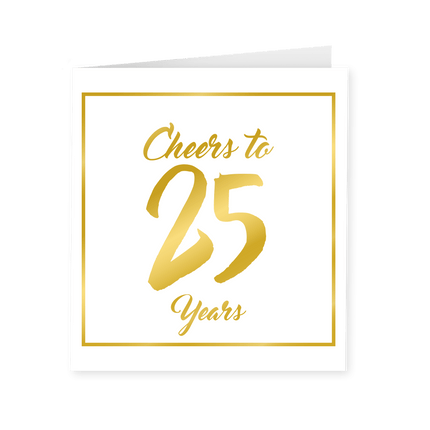 Kaart 25 Jaar Goud Wit 15cm van Paper Dreams koop je bij Partywinkel