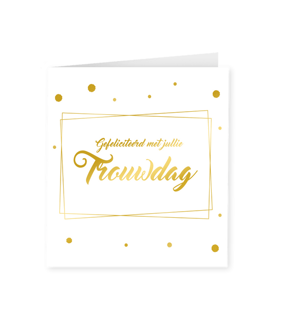 Kaart Trouwdag Goud Wit 15cm van Paper Dreams koop je bij Partywinkel