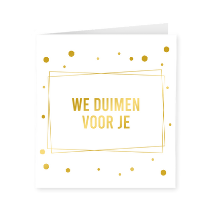 Kaart Wij Duimen Voor Je Goud Wit 15cm van Paper Dreams koop je bij Partywinkel