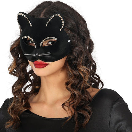 Kat Masker Zwart van Fiestas Guirca koop je bij Partywinkel
