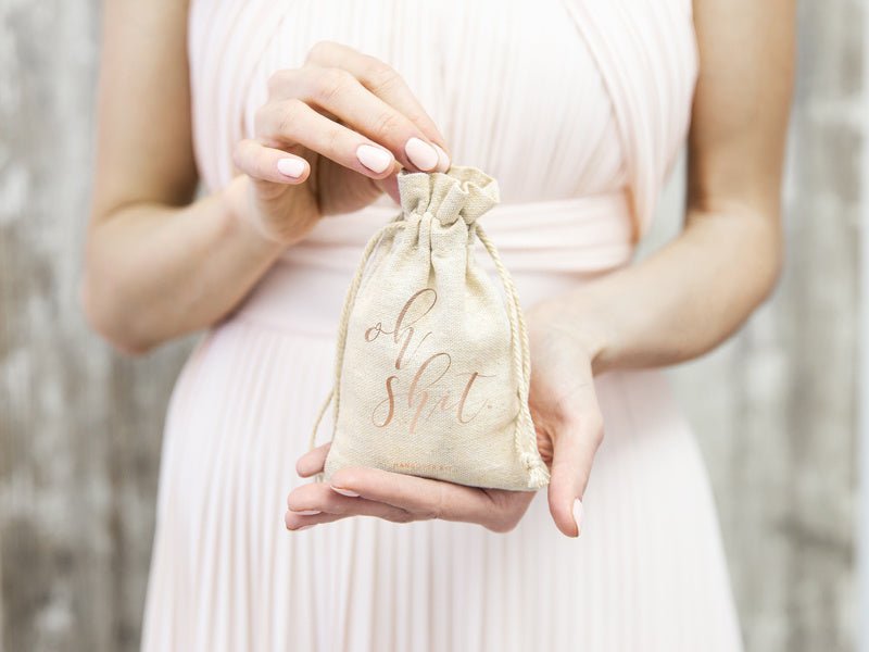 Katoenen Zakjes Oh Shit 15cm 10st van Partydeco koop je bij Partywinkel