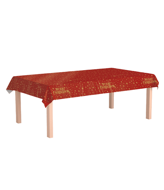Kerst Tafelkleed Rood Goud Merry Christmas 2,74m van Paper Dreams koop je bij Partywinkel