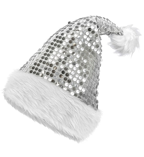 KERSTMAN MUTS PLUCHE EN PAILLETTEN ZILVER van Widmann koop je bij Partywinkel