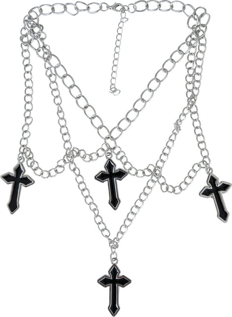Ketting 4 kruishangers Zilver van Fiestas Guirca koop je bij Partywinkel