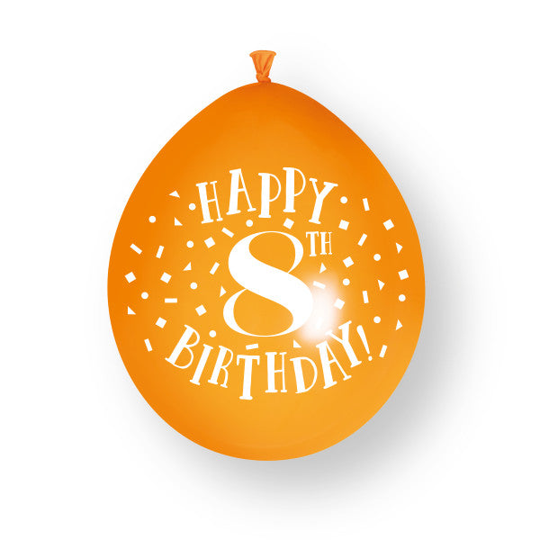 10 kpl Hyvää 8. syntymäpäivää 23cm" lateksi ilmapallot