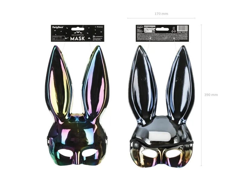 Konijnenoren Masker Zwart Iriserend van Partydeco koop je bij Partywinkel