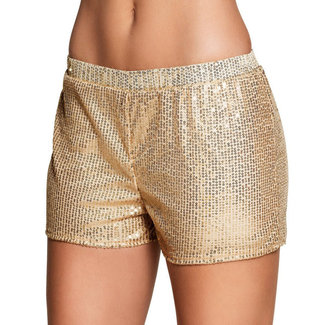Korte Broek Pailletten Goud M van Boland koop je bij Partywinkel