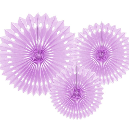 Lavendel Papieren Waaiers 20cm 3st van Partydeco koop je bij Partywinkel