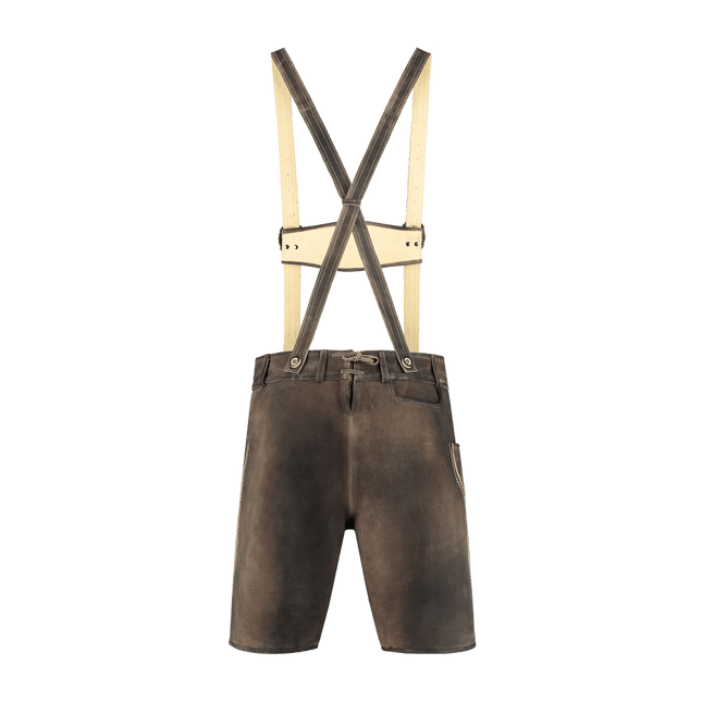 Lederhose Bruin Heren Kort Met Beenknopen van Haus Huberts koop je bij Partywinkel