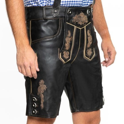 Lederhose Leer Kort Zwart en Riem van Tannhauser koop je bij Partywinkel