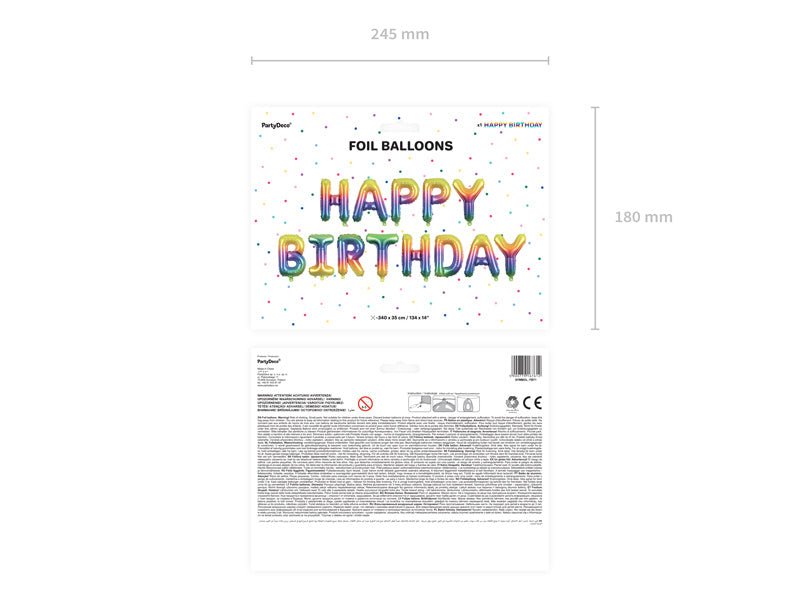 Letterballon Set Happy Birthday Regenboog Leeg 3,4m van Partydeco koop je bij Partywinkel