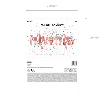 Letterballon Set Mr Mrs Rose Goud Leeg 1,25m van Partydeco koop je bij Partywinkel