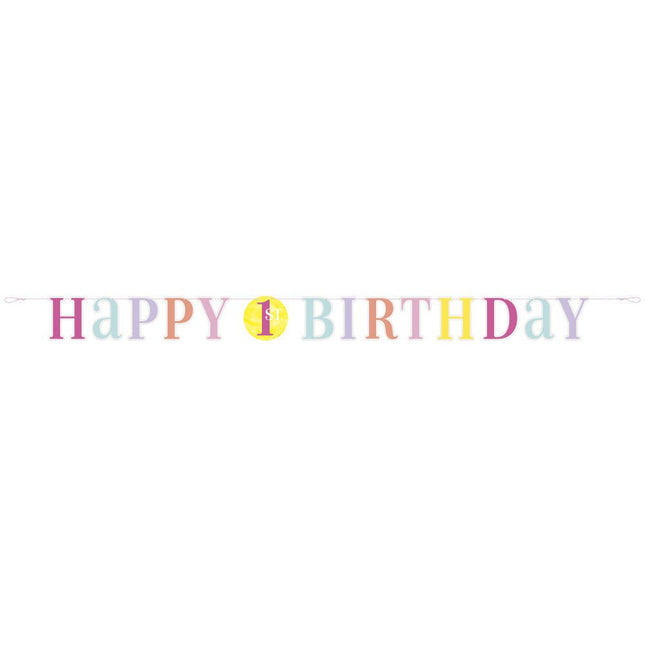 Letterslinger Happy Birthday 1 Jaar 1,83m van Unique koop je bij Partywinkel