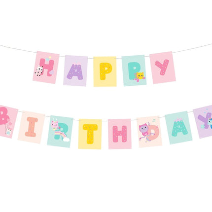 Letterslinger Happy Birthday Gabby's Dollhouse, 180 x 15 cm van Partydeco koop je bij Partywinkel