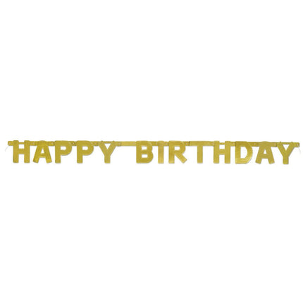 Letterslinger Happy Birthday Goud Metallic 1,2m van Unique koop je bij Partywinkel