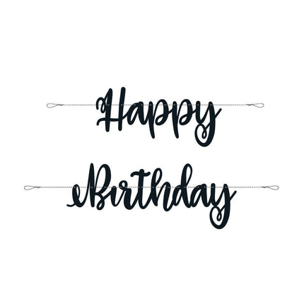 Letterslinger Happy Birthday Zwart 2,13m van Unique koop je bij Partywinkel