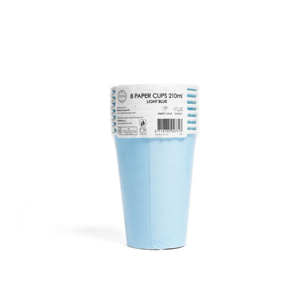 Lichtblauwe Bekers Papier 210ml 8st van WeFiesta koop je bij Partywinkel