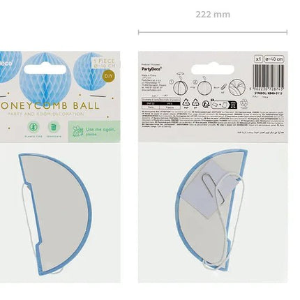 Lichtblauwe Honeycomb 40cm van Partydeco koop je bij Partywinkel