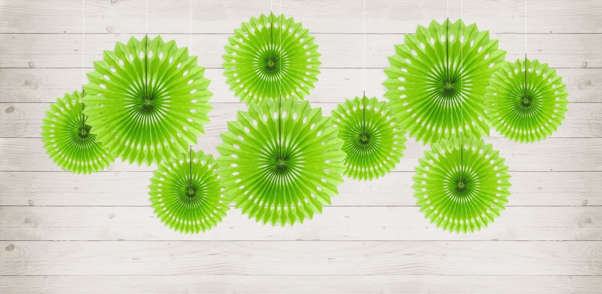 Lichtgroene Papieren Waaiers 20cm 3st van Partydeco koop je bij Partywinkel