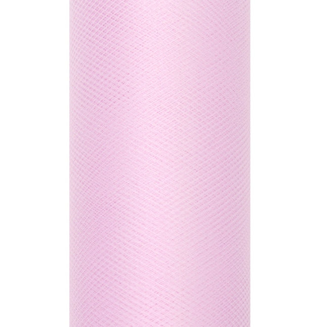 Lichtroze Tule Rol Pastel 30cm 9m van Partydeco koop je bij Partywinkel
