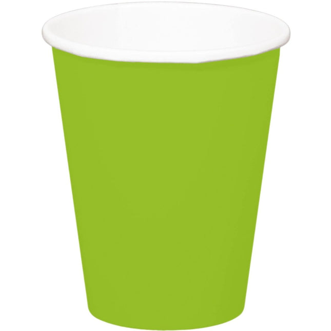 Lime Groene Bekers Karton 350ml 8st van Folat koop je bij Partywinkel