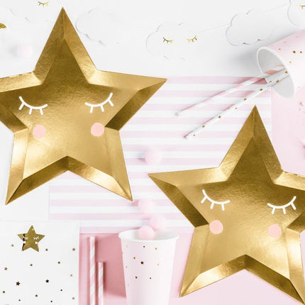 Little Star Star Borden Goud 27cm 6st van Partydeco koop je bij Partywinkel