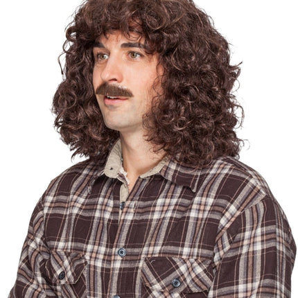 Mannen Pruik Bruin Met Snor van Orlob koop je bij Partywinkel